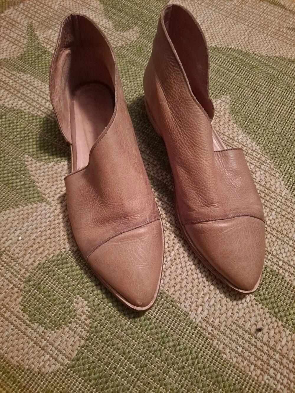 Free People  Leather Slip-On Loafers in Tan